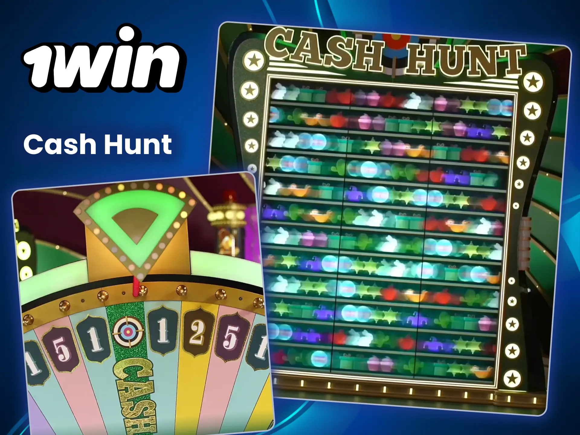 Prueba tu suerte en la ronda Cash Hunt de Crazy Time en 1win.