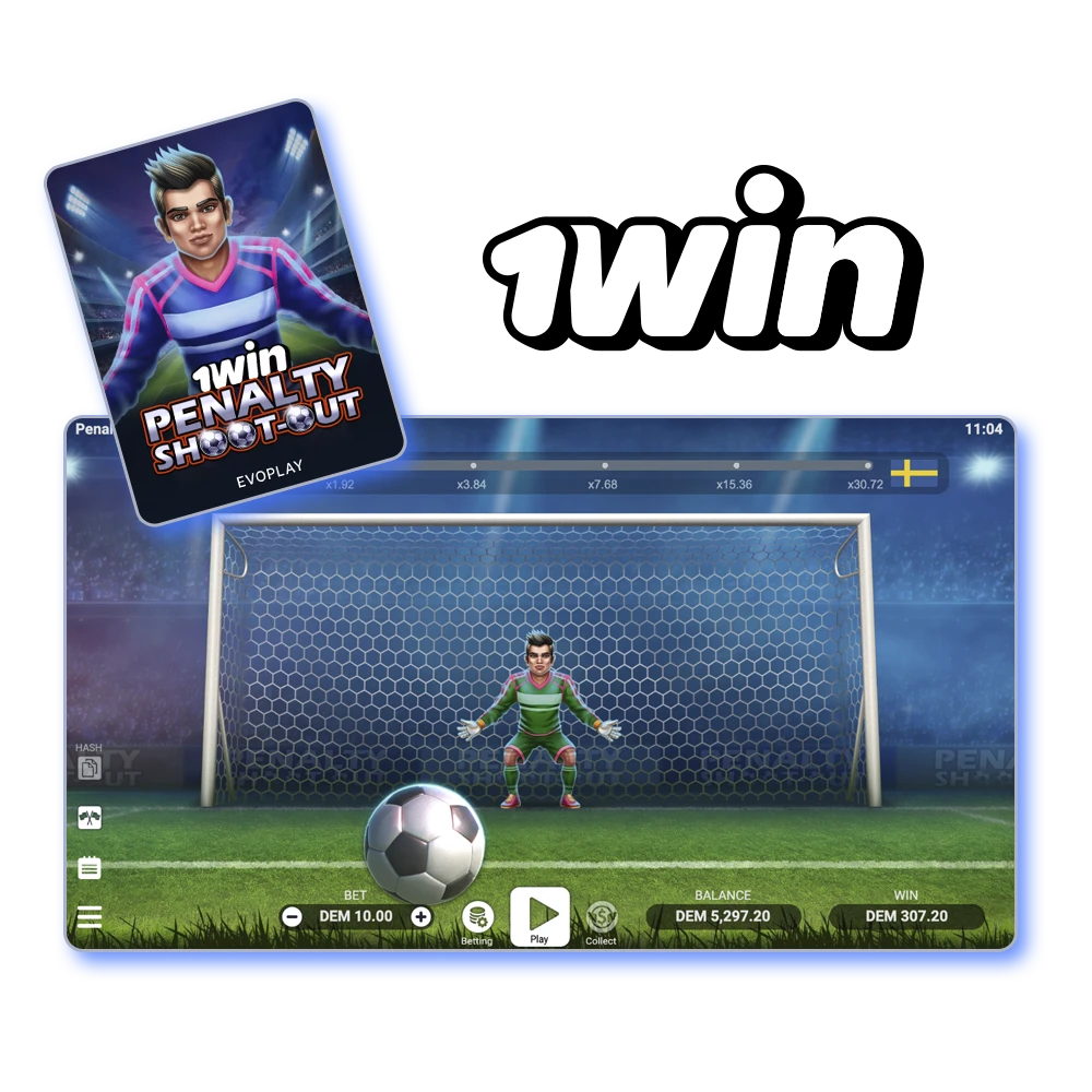 Demuestra tus habilidades en el juego Penalty Shoot Out del casino 1Win.