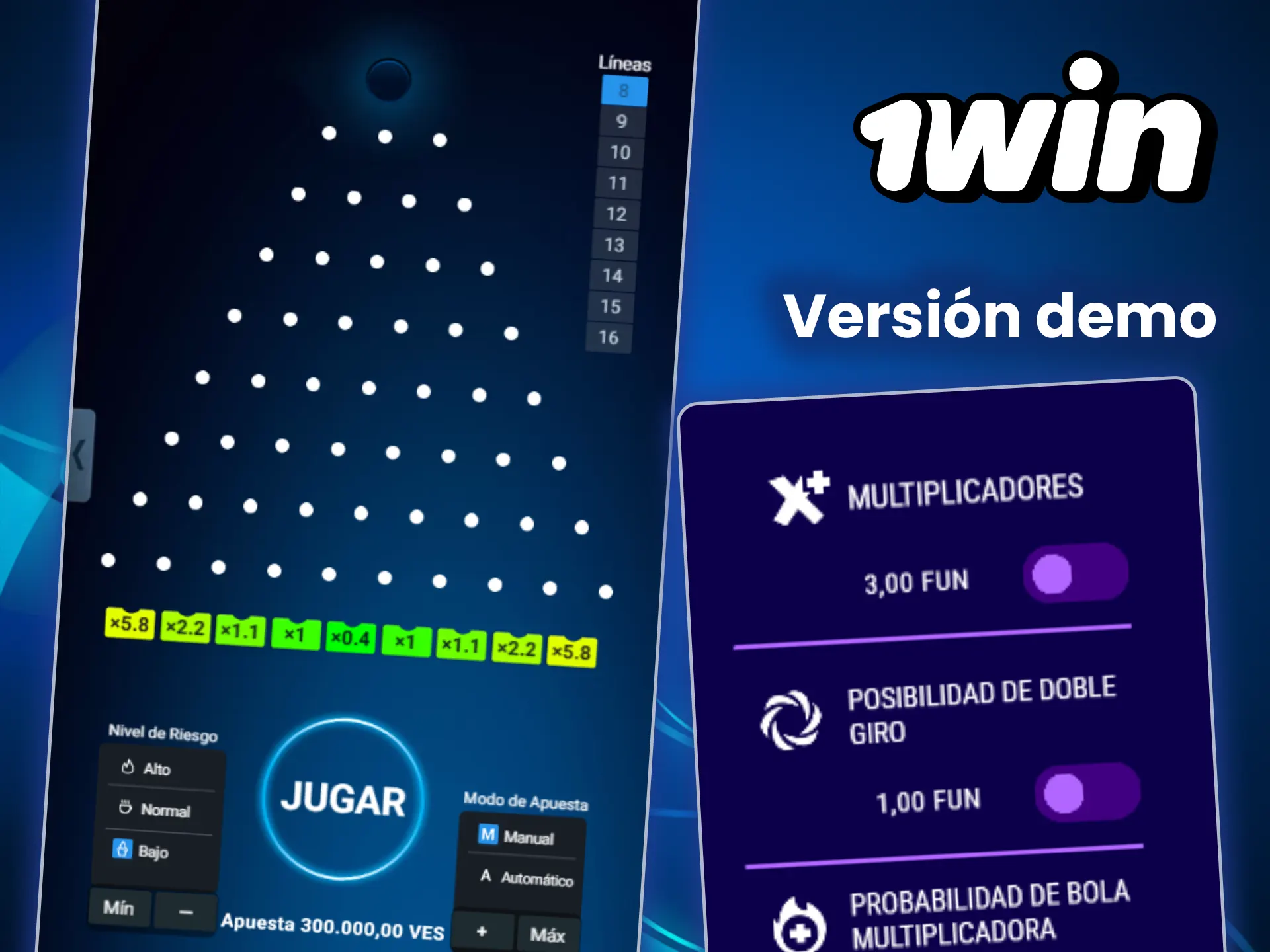 Prueba la versión demo de Plinko 1win.