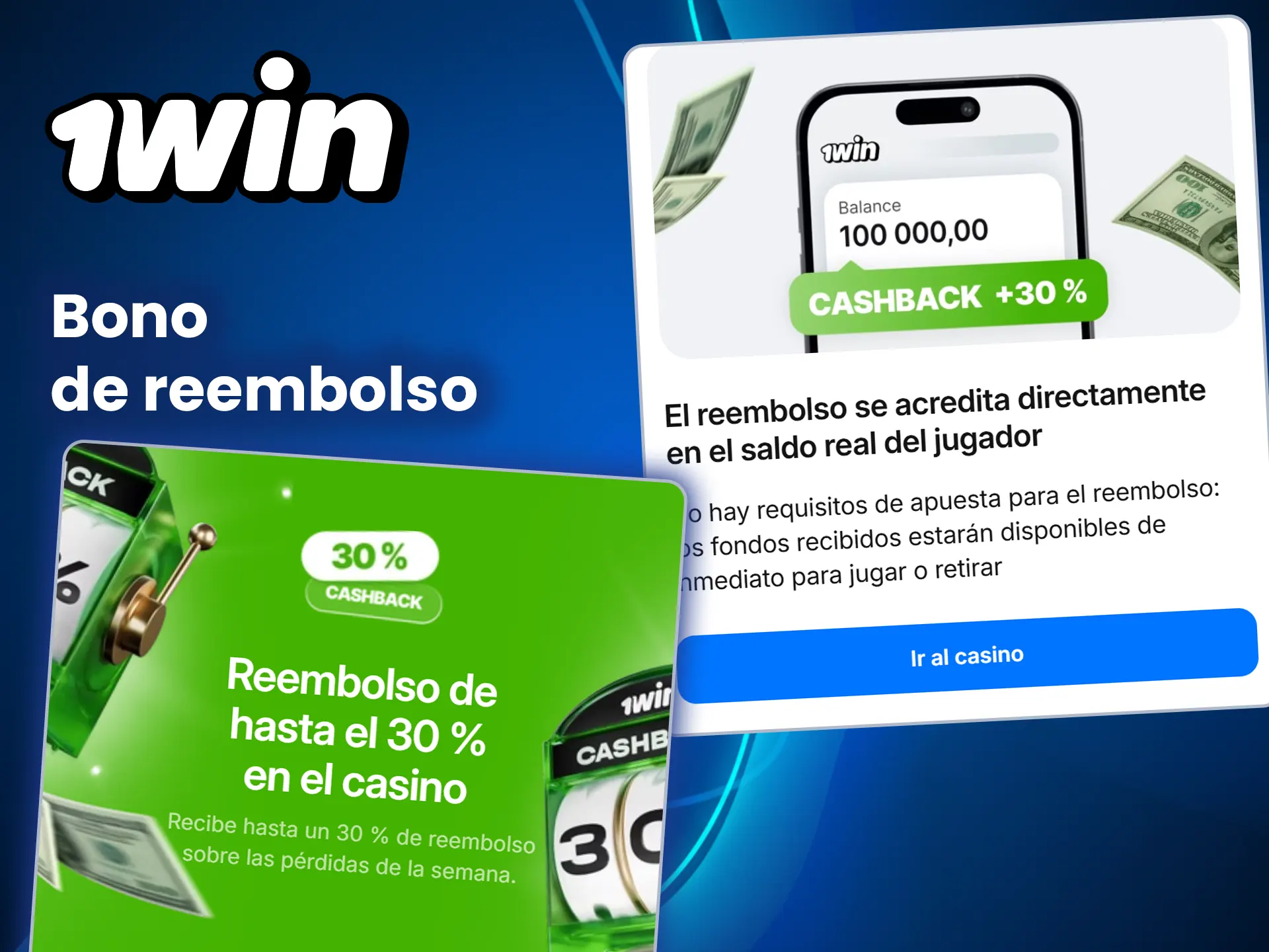 Reciba un reembolso con el bono 1win apuestas.