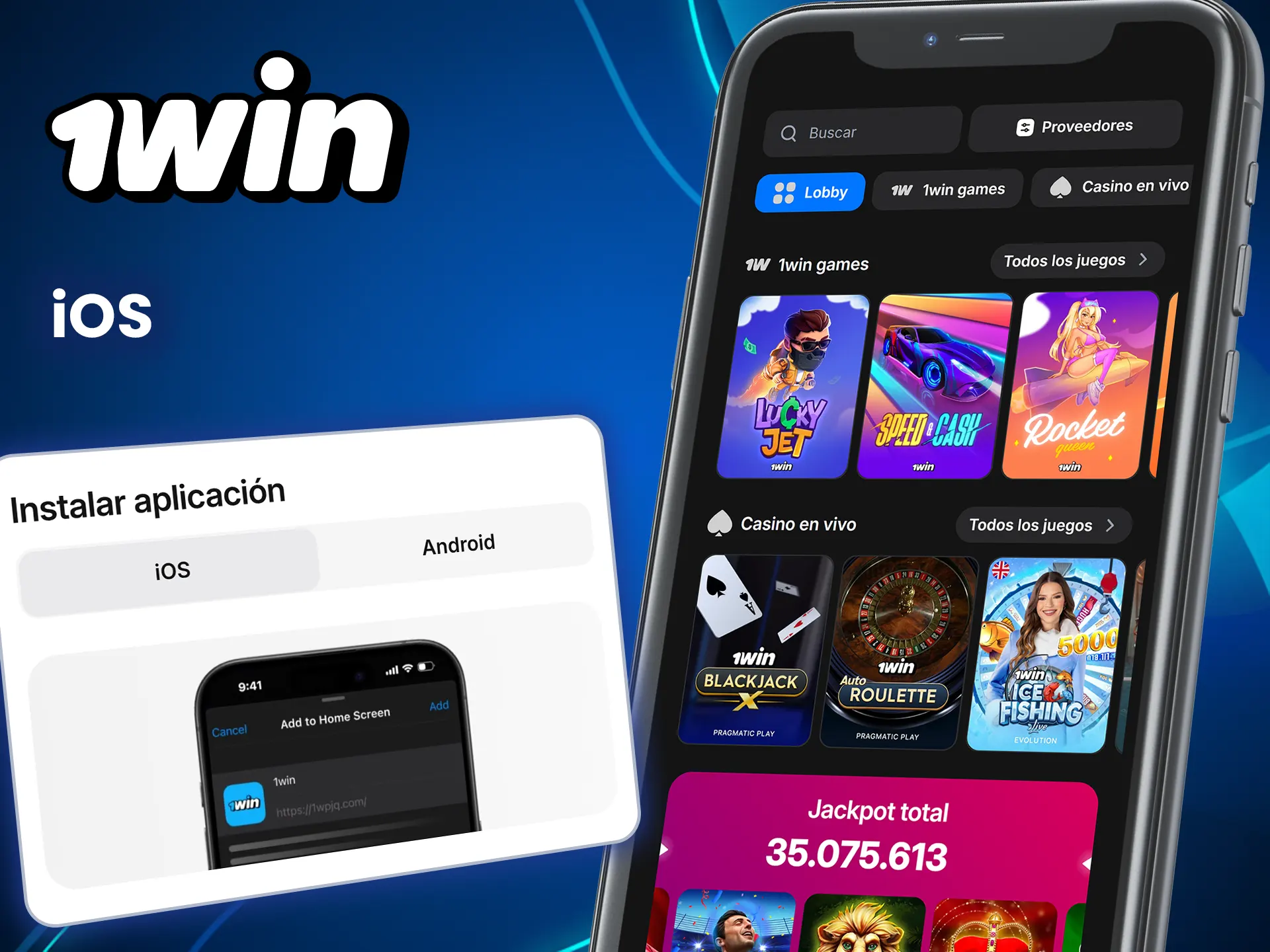 Instala la aplicación 1win website en iOS y juega donde quieras.