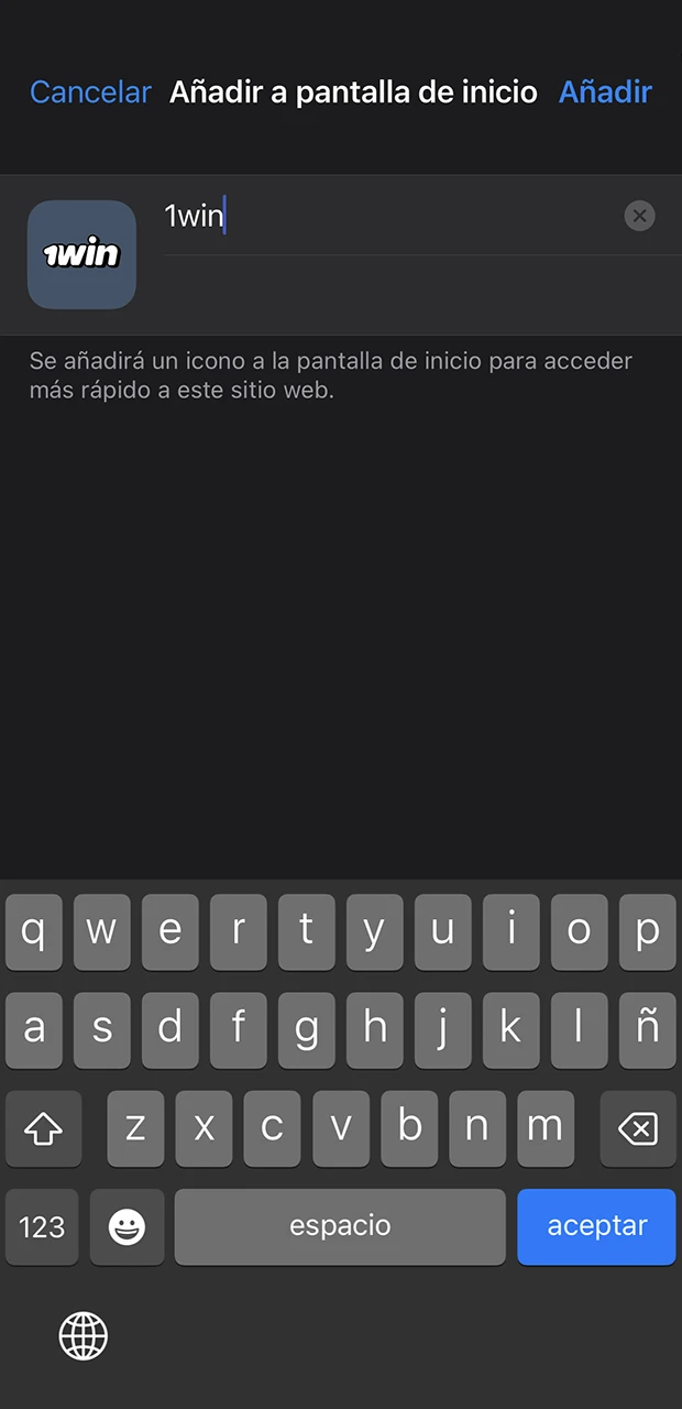 Inventa y escribe un nombre único para la aplicación 1Win.