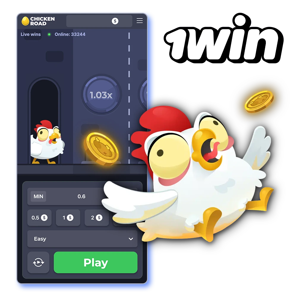 Arriésgate y obtén grandes recompensas en el juego Chicken Road del casino 1Win.