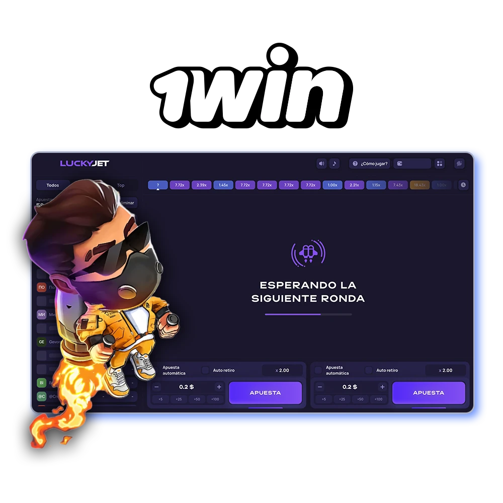 Prueba tu suerte en el juego Lucky Jet del casino 1Win.
