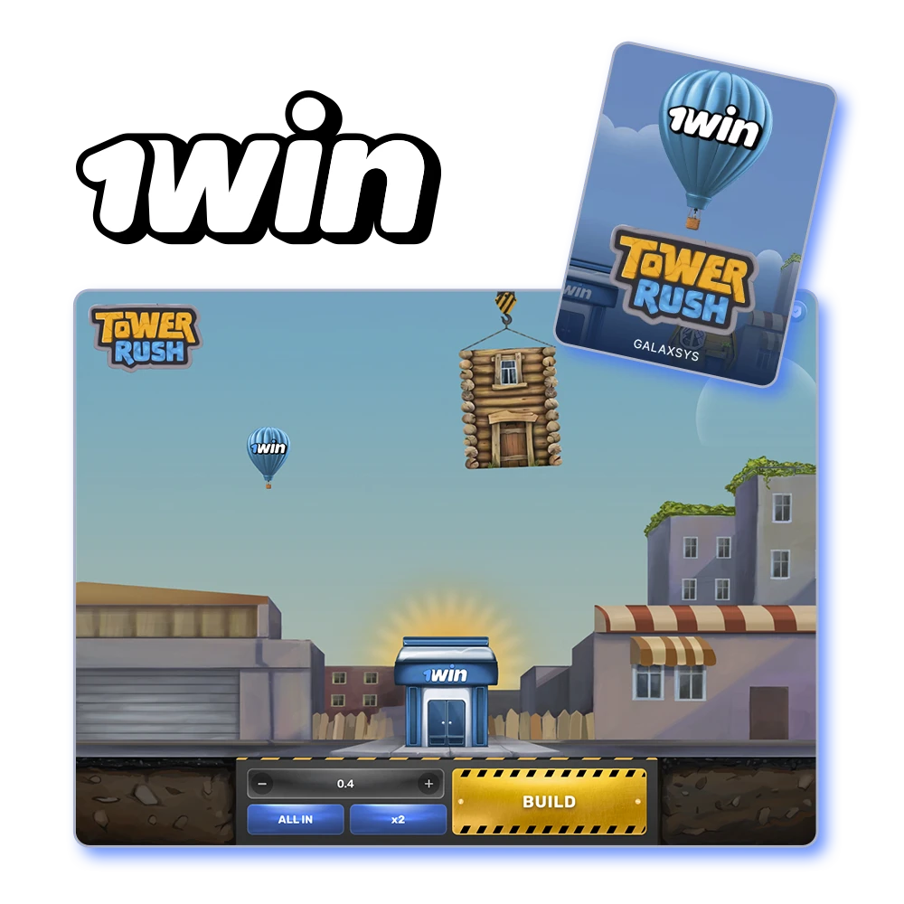 Aumente sus posibilidades de éxito en el juego Tower Rush aprovechando el bono del casino 1Win.