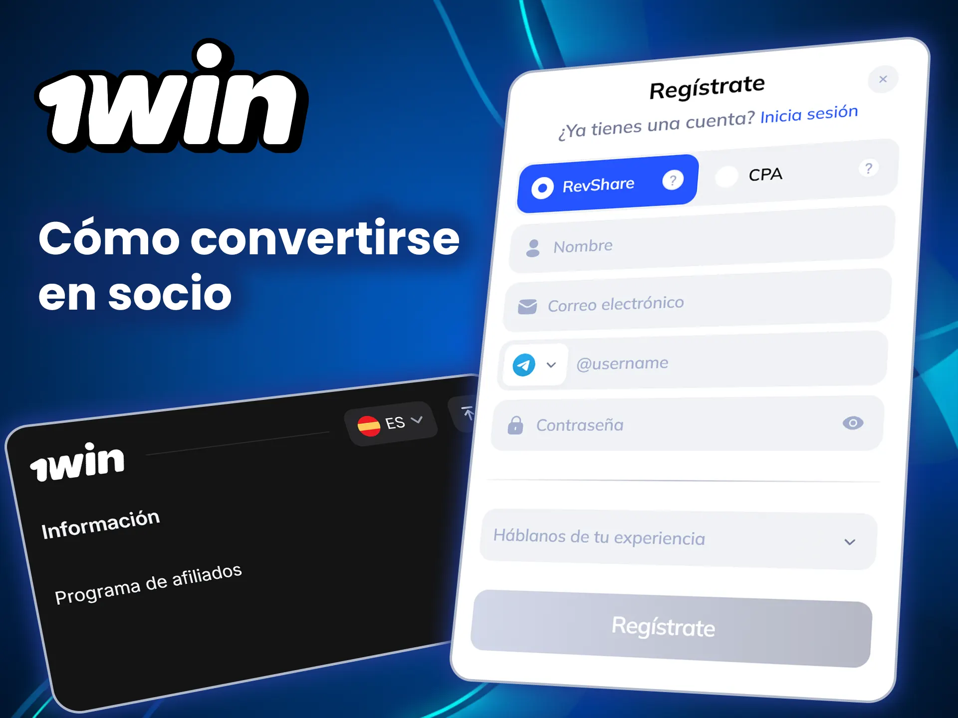 Regístrese y conviértase en socio del exitoso programa 1win.