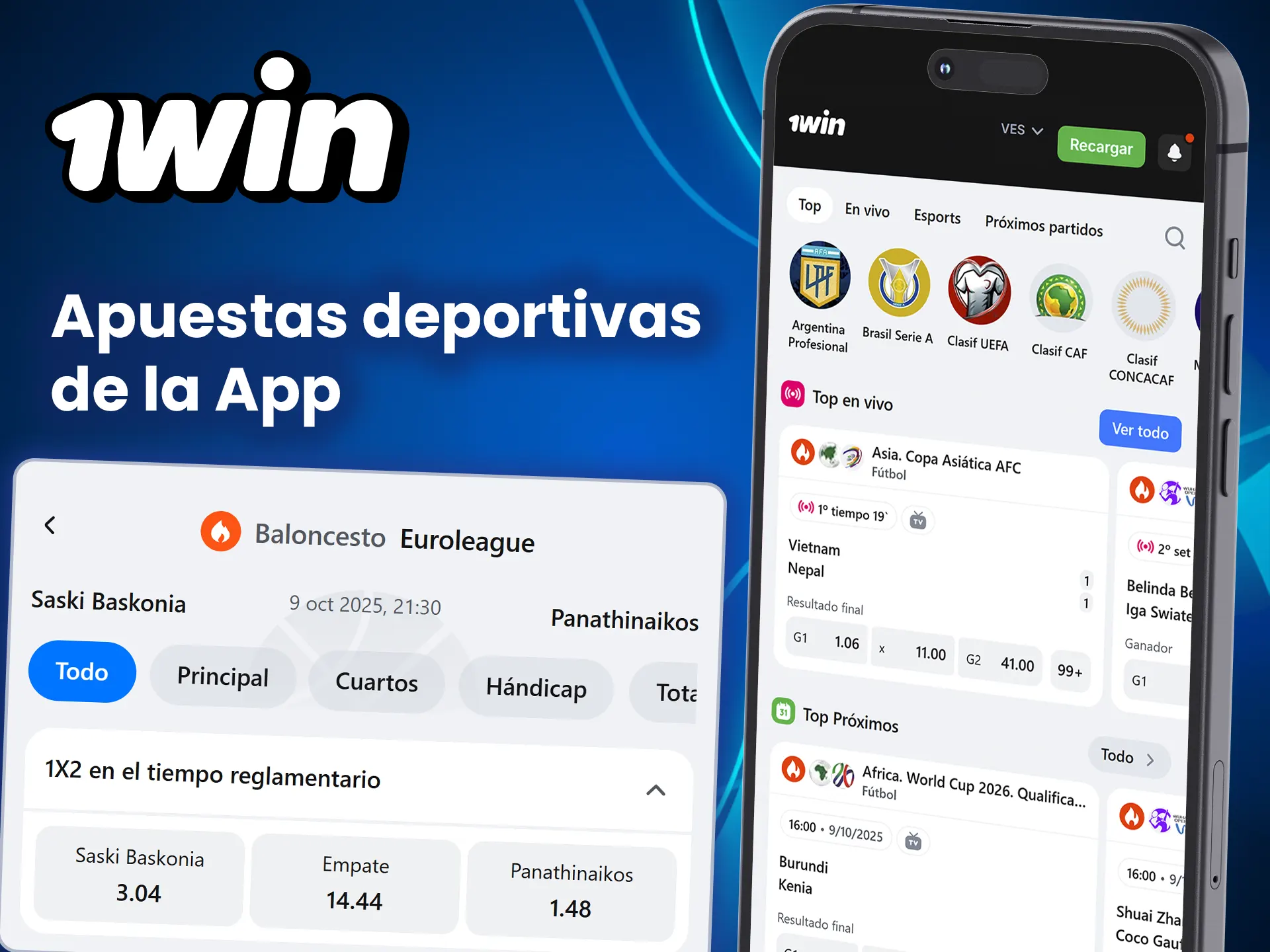 Haz tus apuestas deportivas en 1win.