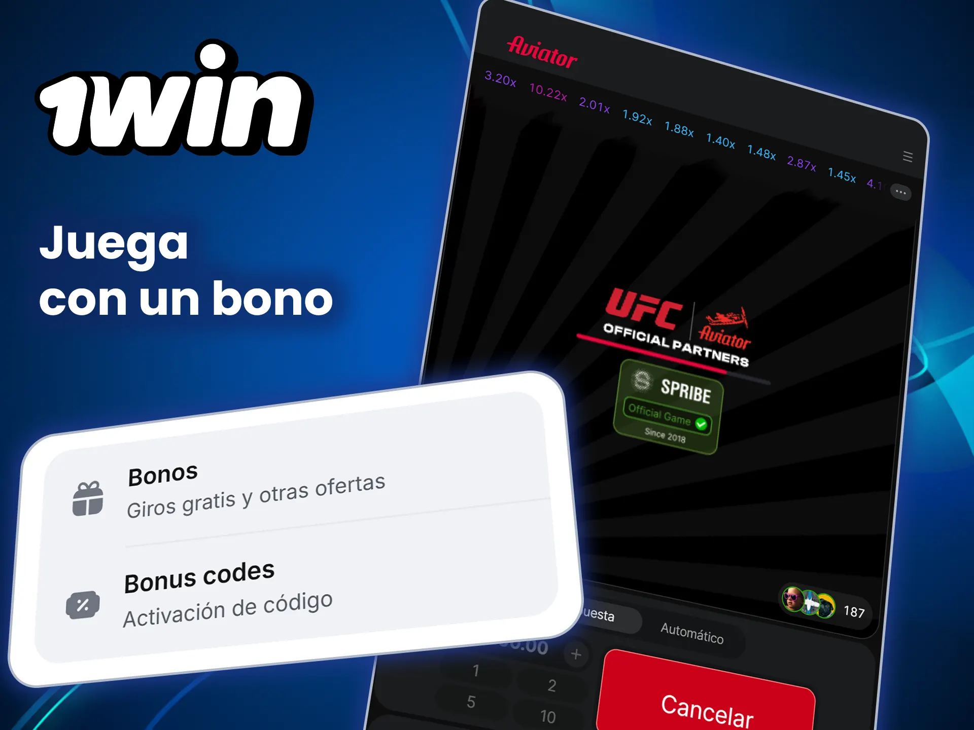 Activa el bono y prueba tu suerte en el juego Aviator con 1win.