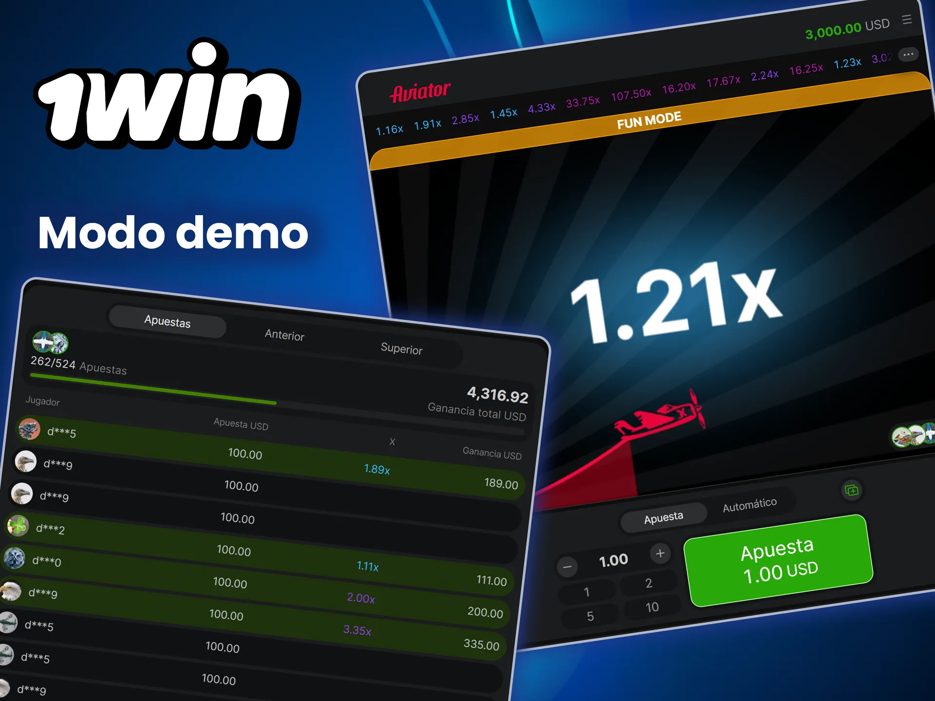 Prueba el modo gratuito de Aviator y entrena para ganar en la plataforma 1win.
