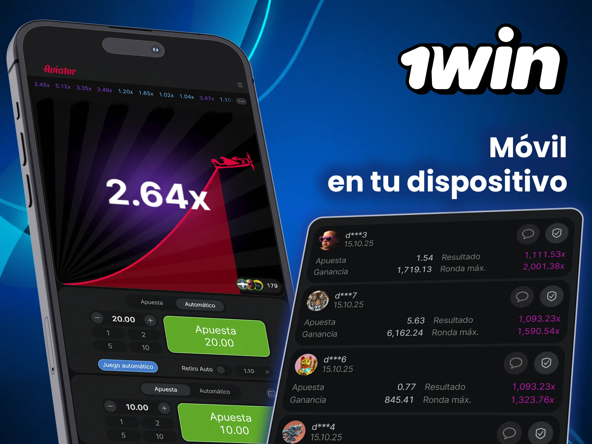 Inicie Aviator en su teléfono y controle el vuelo junto con 1win.