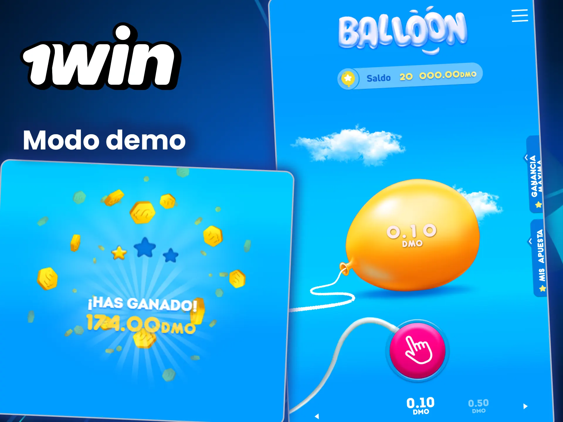 Inicie el modo demo Balloon y juegue sin inversiones en 1win.