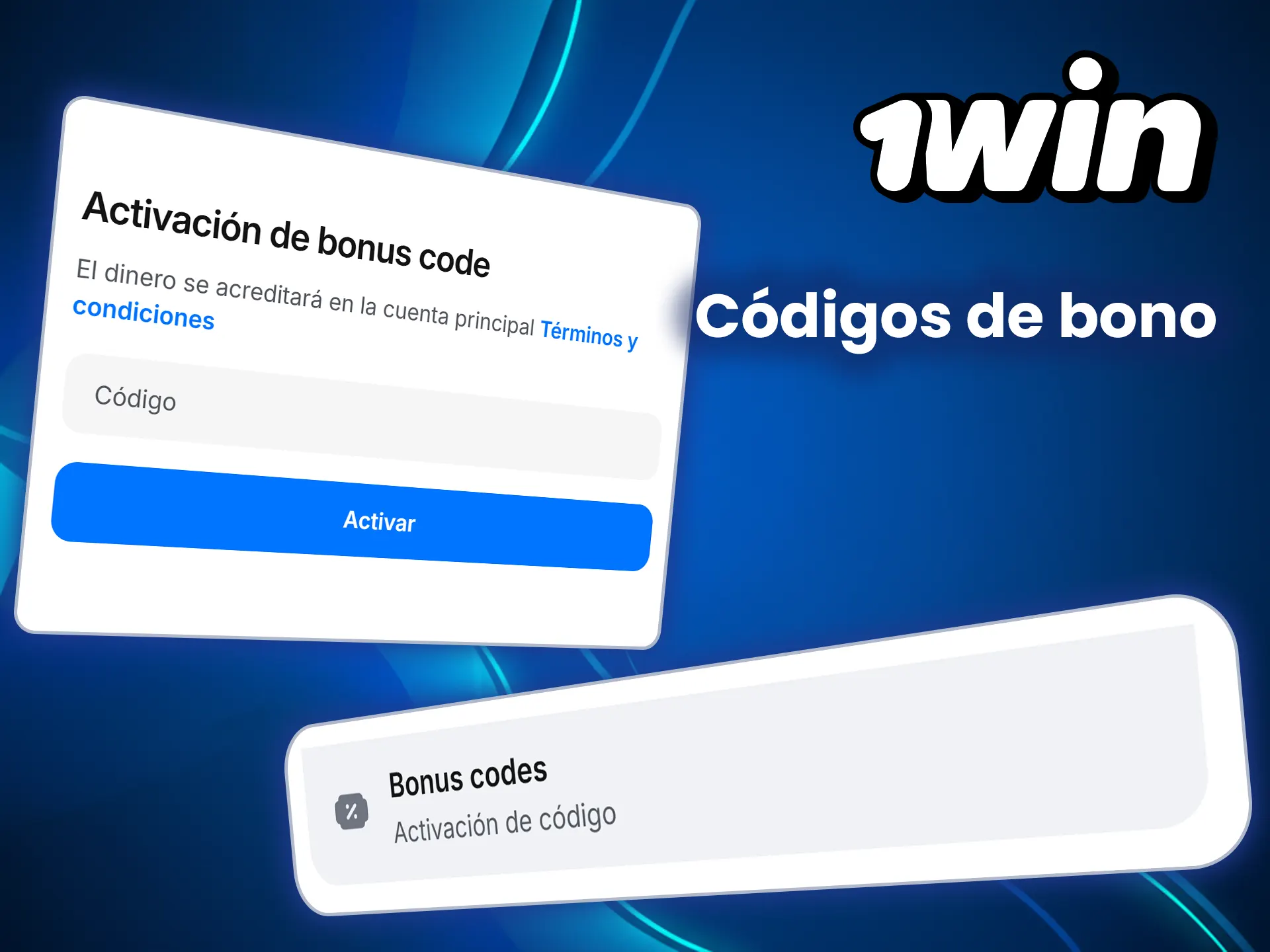Introduce los códigos promocionales y activa las bonificaciones en 1win.