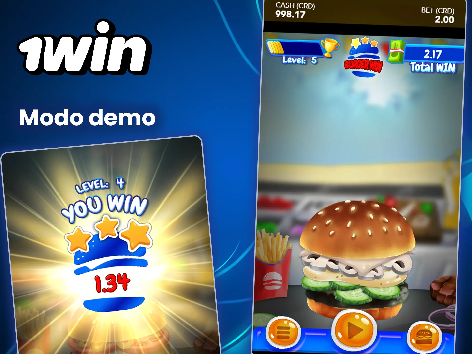 Prueba el modo demo de Burger Win en 1win.