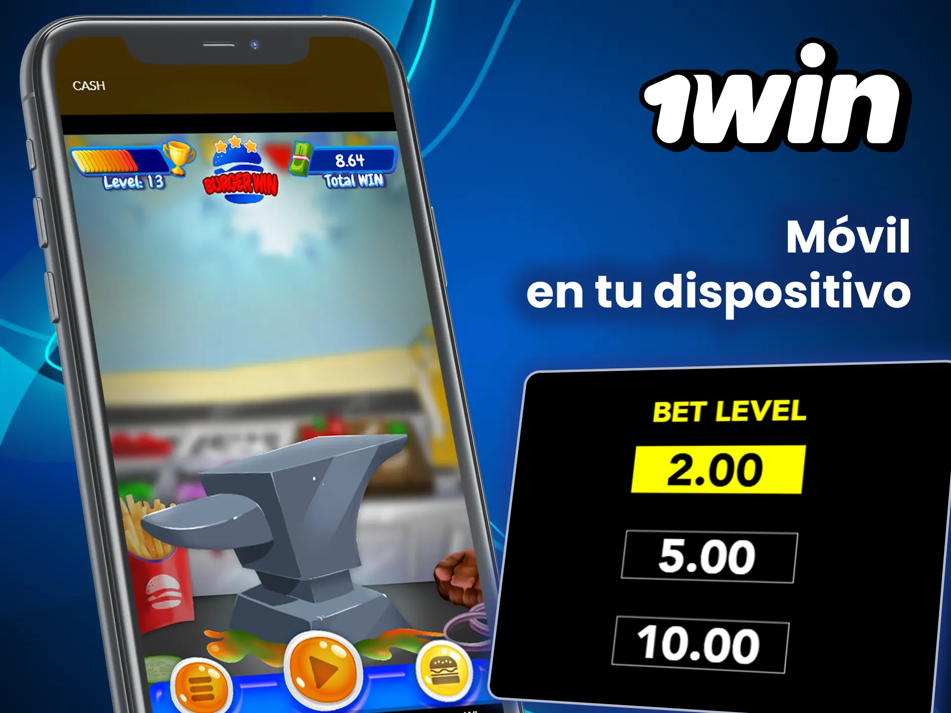Abre Burger Win en tu dispositivo y disfruta del juego en 1win.