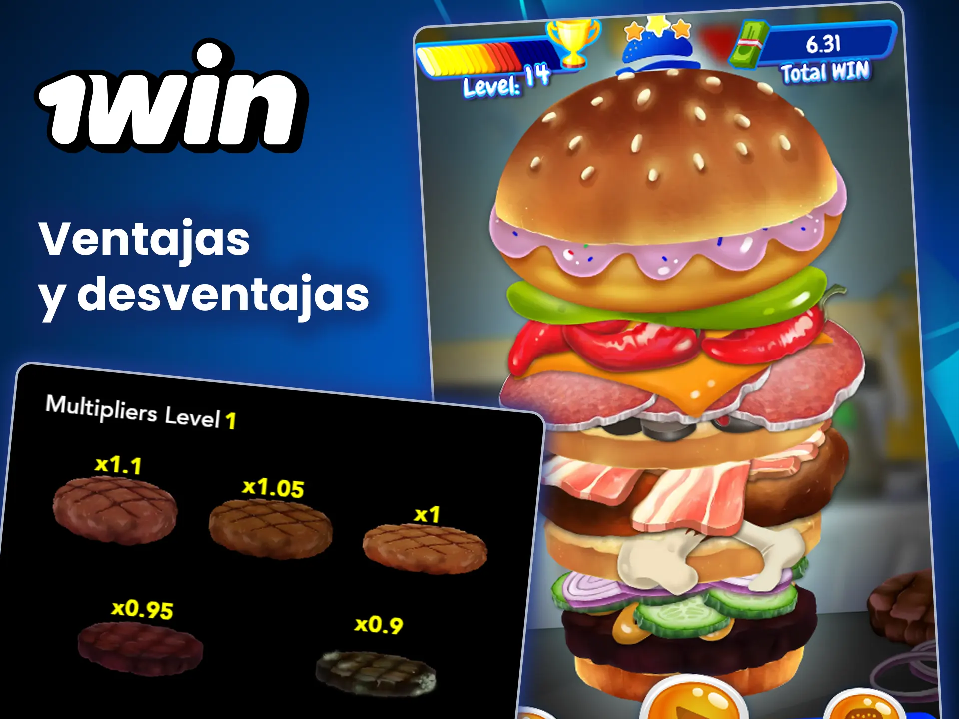En el juego Burger Win te esperan ventajas y excelentes cuotas de 1win.