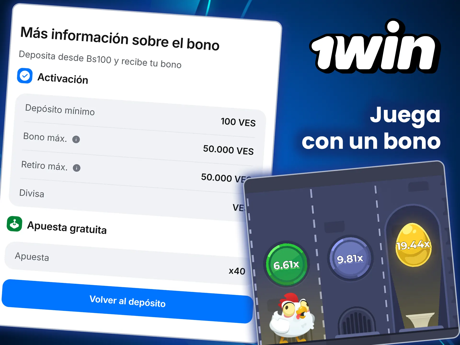 Juega a Chicken Road con el bono de 1win.