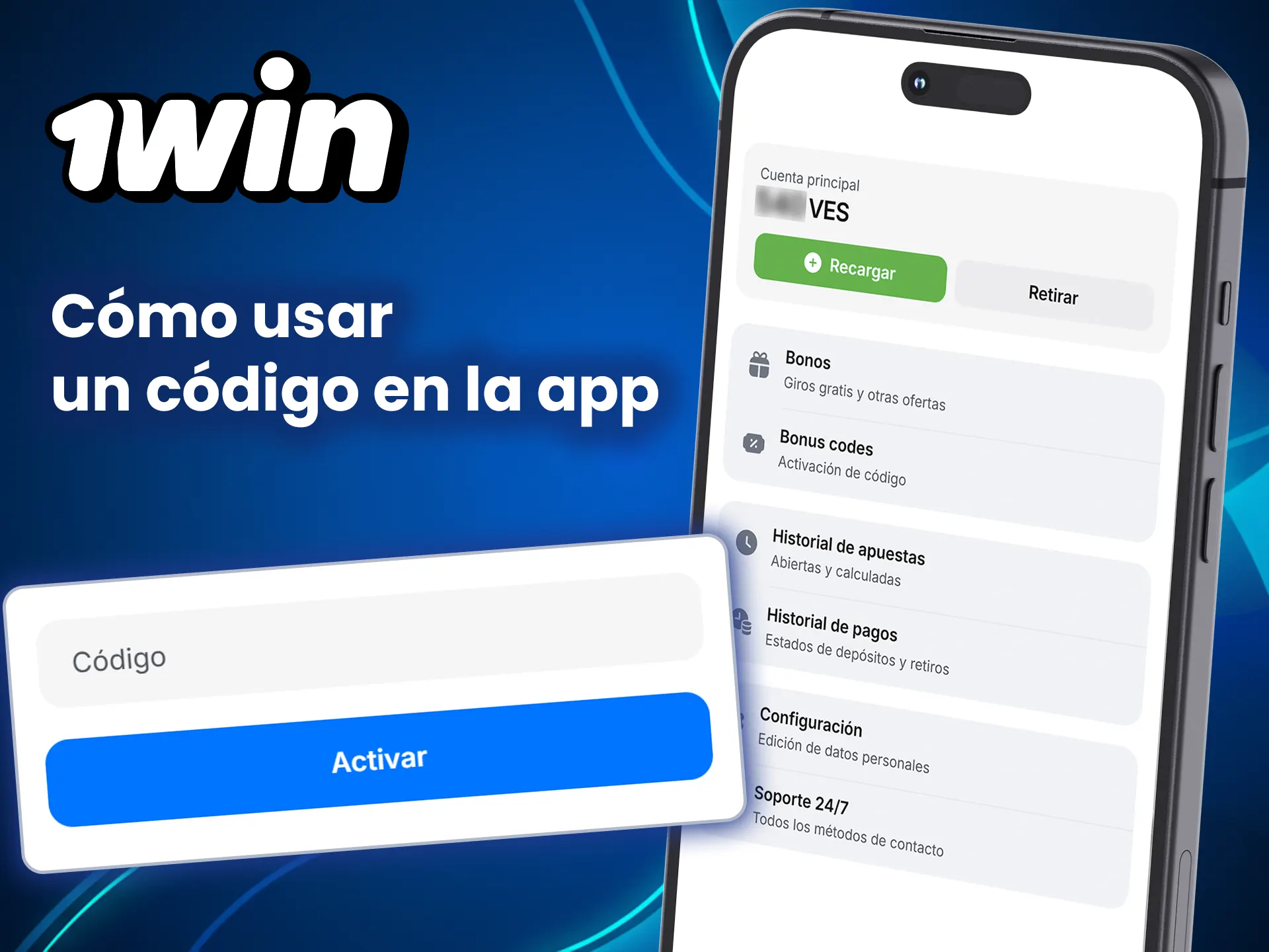 Utiliza el código de bonificación en la aplicación 1win y obtén más recompensas.