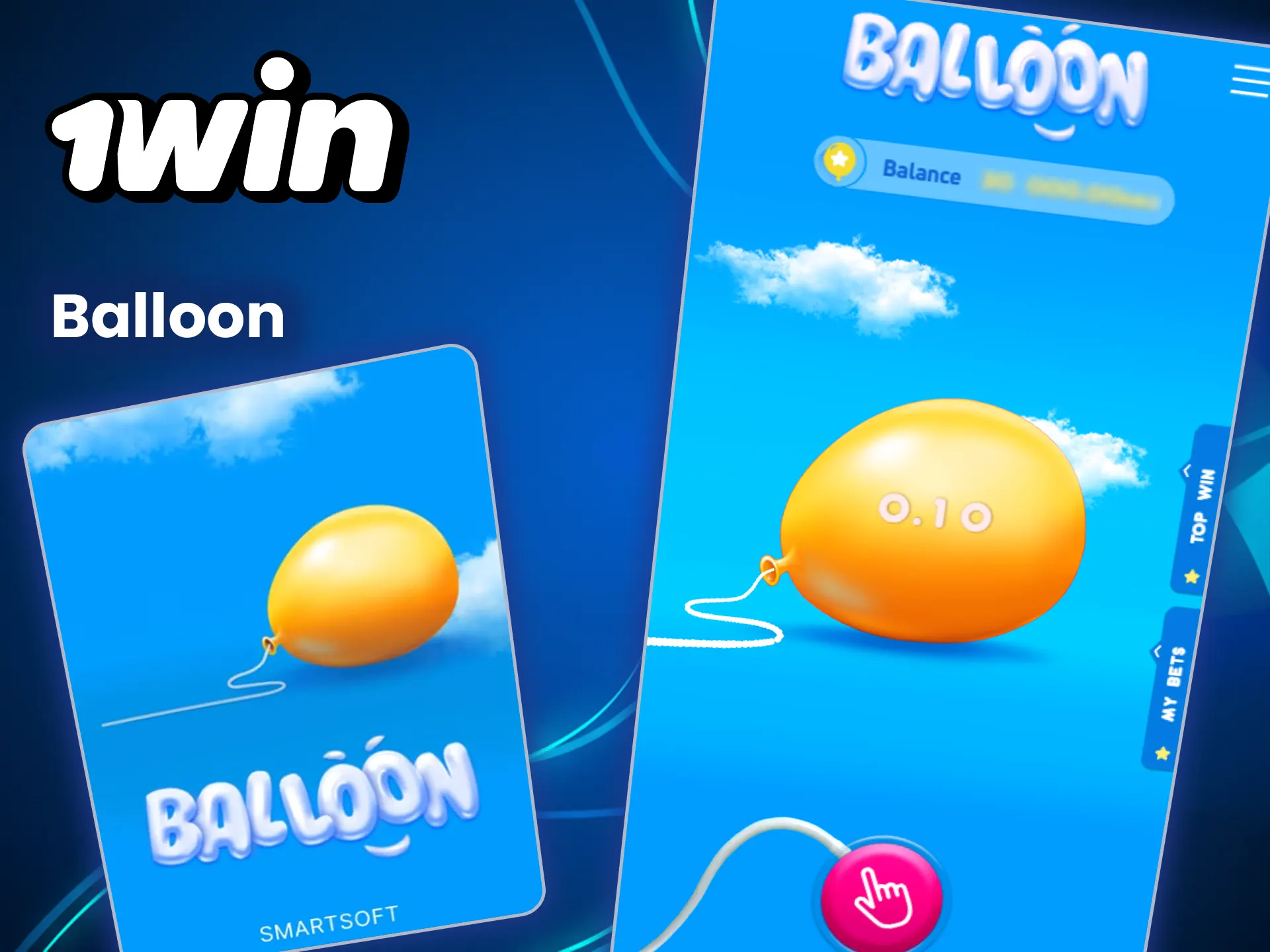 Haz un depósito y prueba suerte en el juego Balloon del casino 1win.