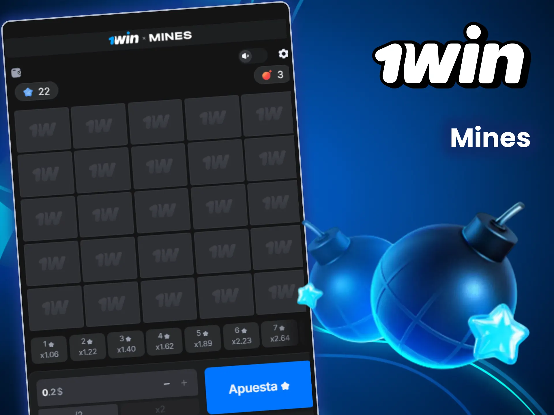 En el juego Mines de 1win te esperan las cuotas de ganancia más altas.