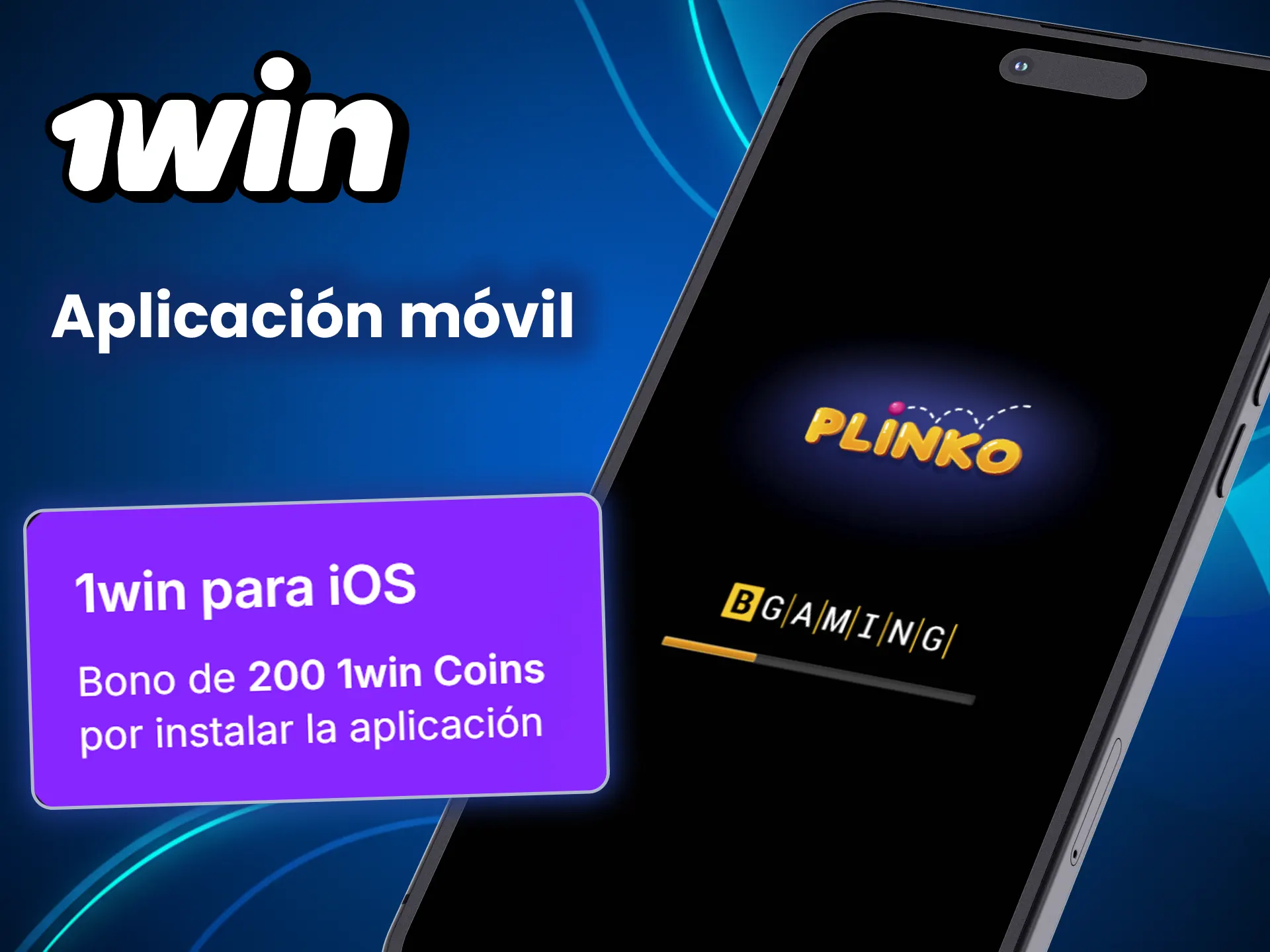 Descarga la aplicación móvil 1win y juega a Plinko.