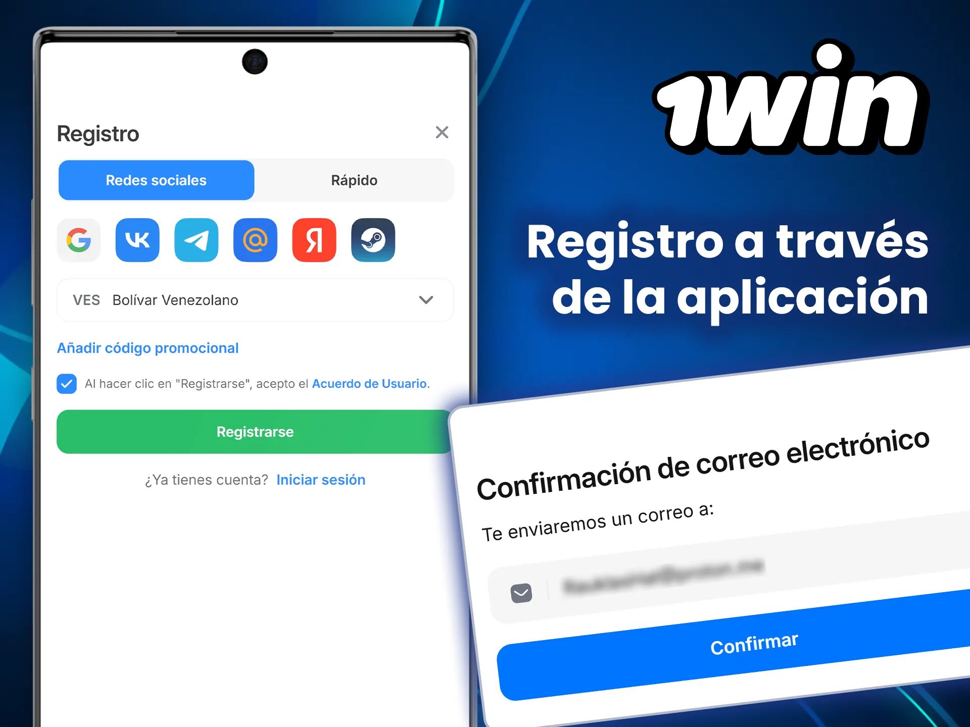 Regístrate en 1win de la forma que te resulte más cómoda.