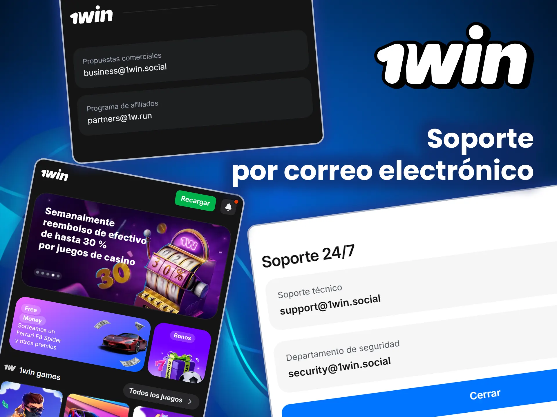 Póngase en contacto con el equipo de 1win por correo electrónico y reciba ayuda rápidamente.