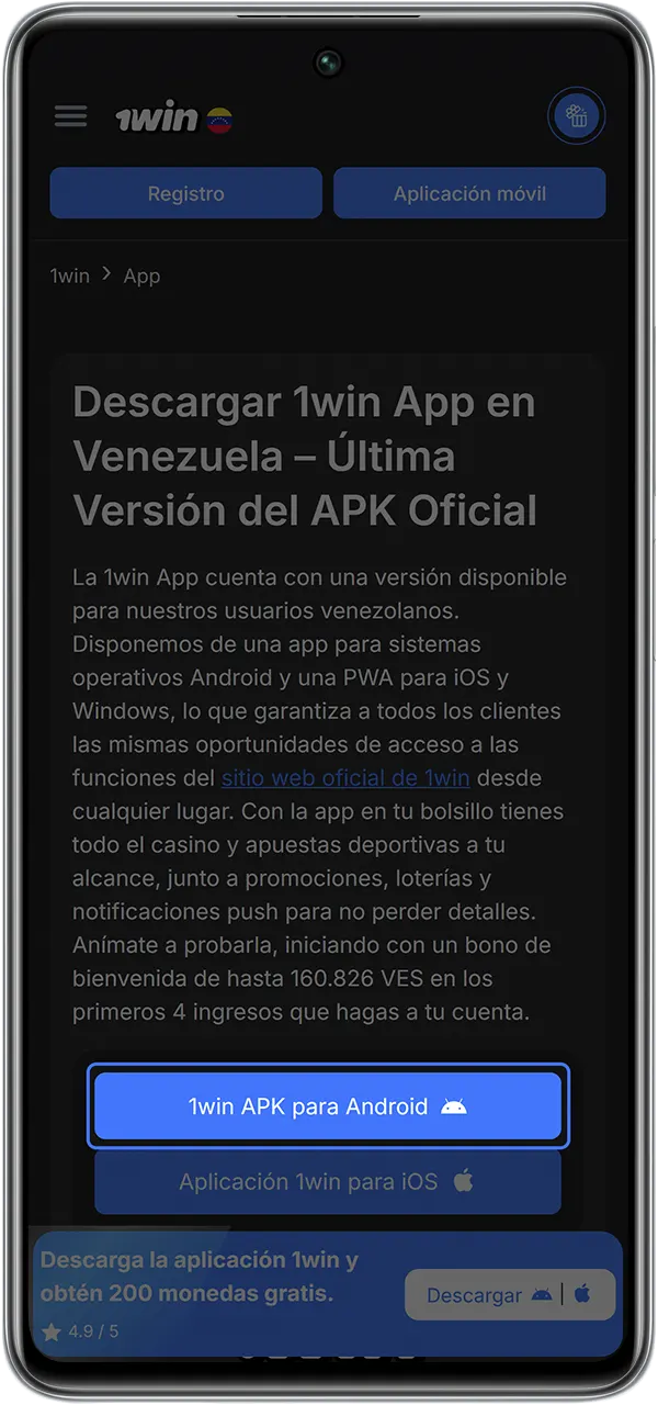 Sigue las instrucciones para instalar rápidamente la aplicación 1win.
