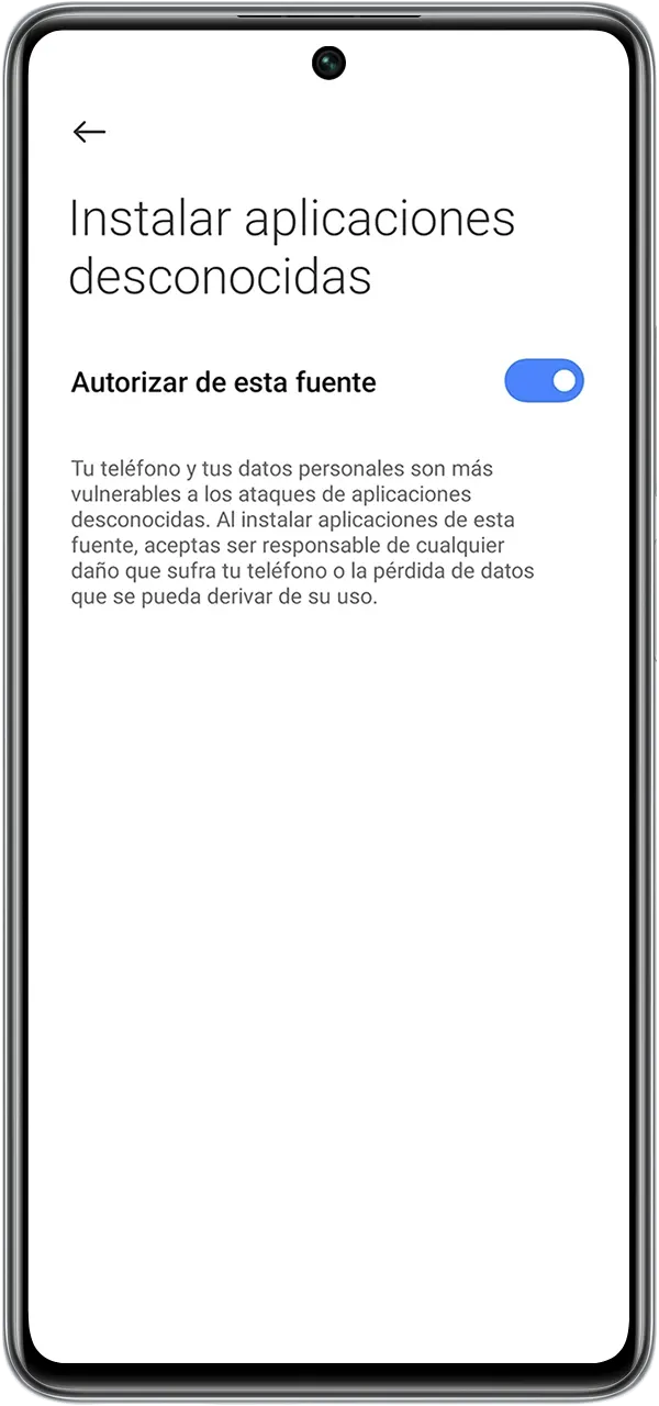 Concede al aplicativo 1win para Android los permisos necesarios y continúa con la instalación.