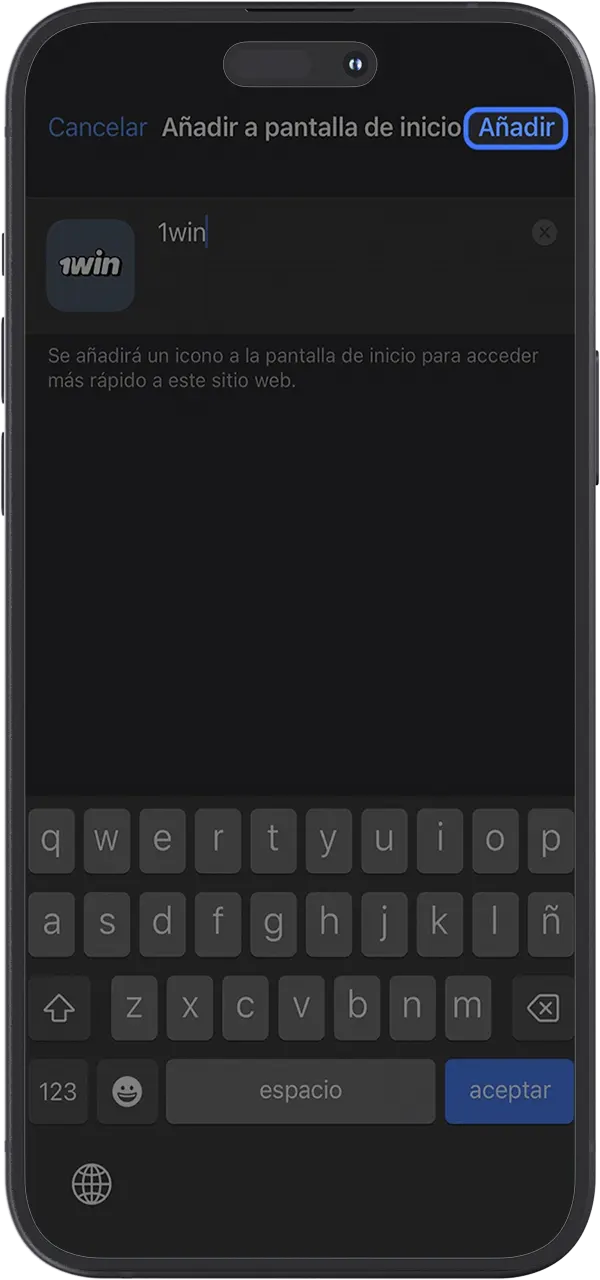 Añade la aplicación 1win a tu teléfono con solo un par de clics.