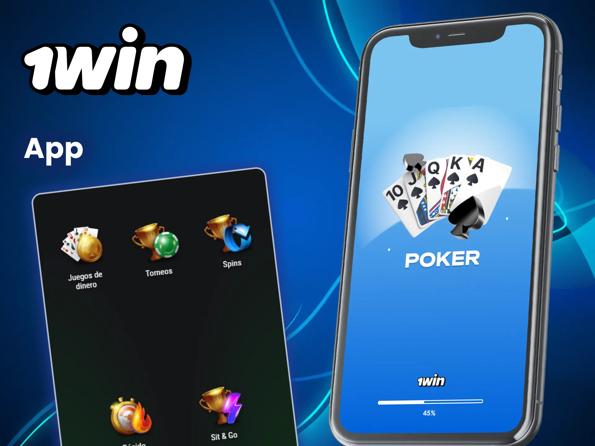 Instala la aplicación móvil 1win y juega al póquer.