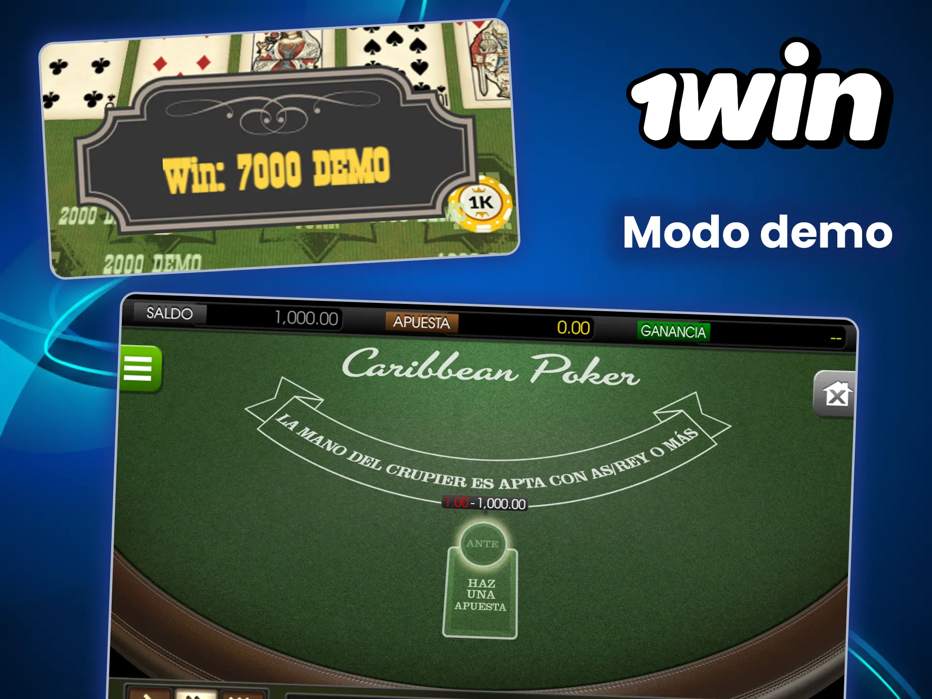 Inicia el modo demo de póquer en 1win y practica sin riesgo.