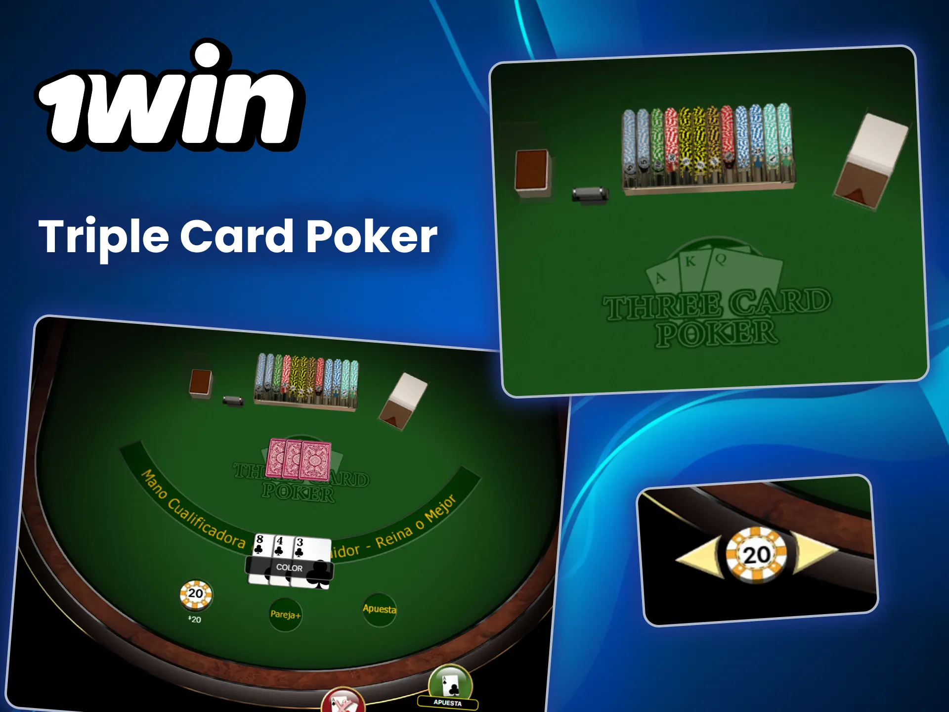 Juega al póquer Triple Card con altas probabilidades de ganar en 1win.