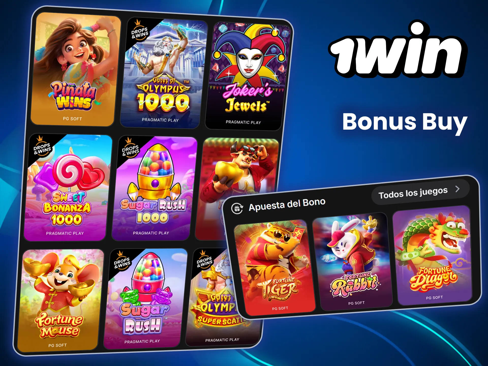 Elige las tragaperras con bonificación en 1win y ve a por el gran premio.