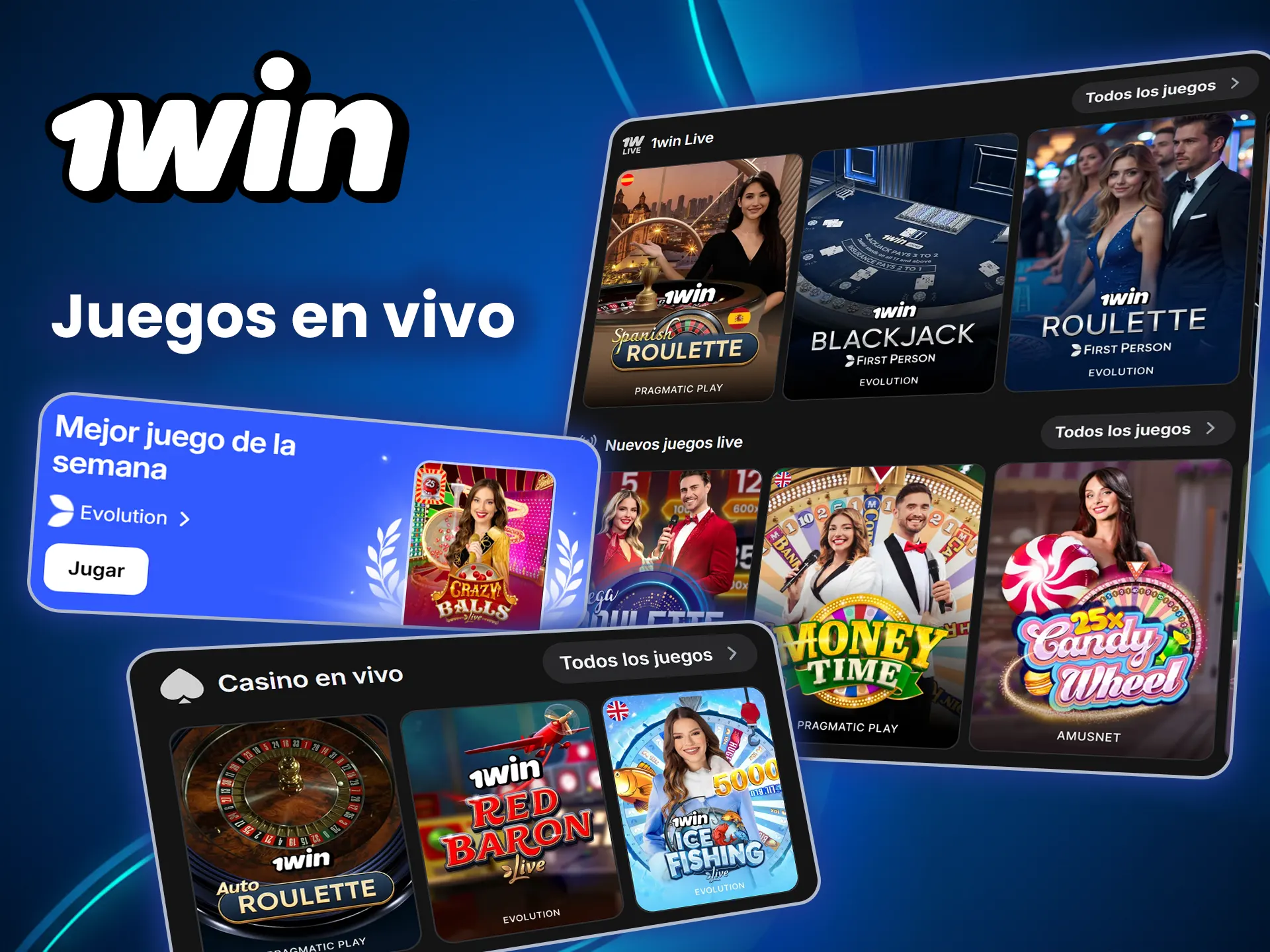 Únete a los juegos en vivo de 1win junto con otros jugadores.