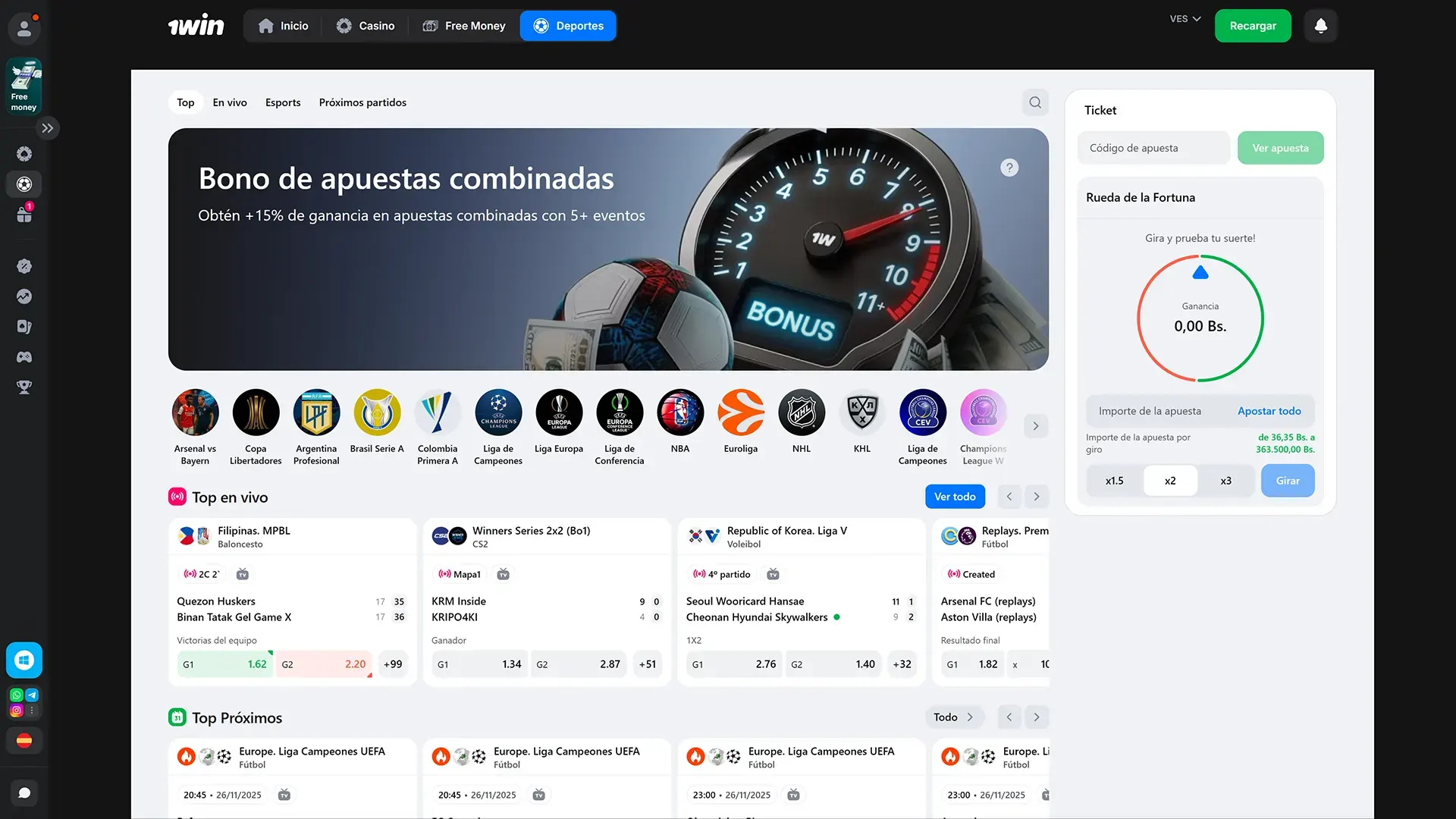 En la sección de deportes de 1win apuestas te esperan altas cuotas y apuestas ventajosas.