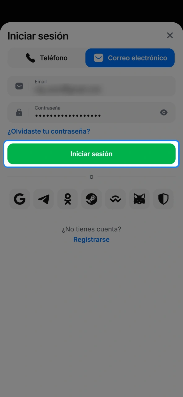 Haz clic en ingresar para abrir tu cuenta de 1win oficial.