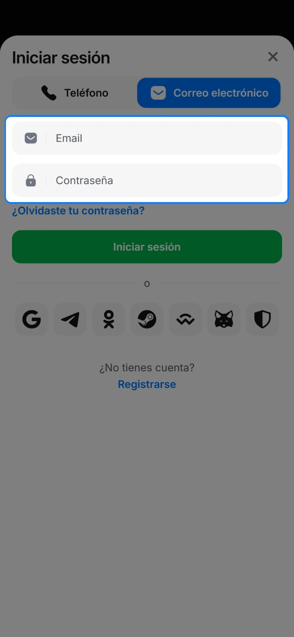 Escribe tus credenciales de usuario de manera segura en 1win oficial.